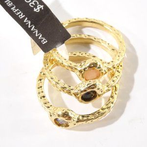 Banana Republic Stackable Stone Ring NWT 39 Gold Multi Gemstone Sz 5